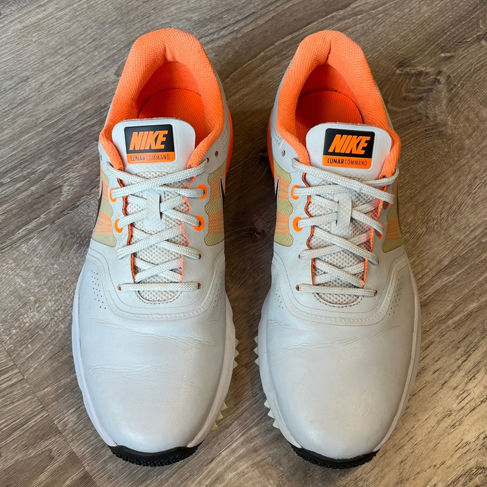 Nike Lunar Command Mens Golf Shoes White Orange Black‎ Spiked 704844-101 Size 10 - Picture 4 of 9